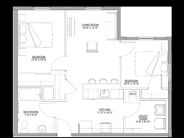 The Kaitlyn Floorplan, 2 bedroom