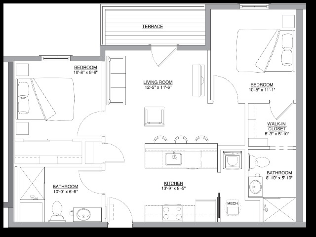 The Richard, 2 bedroom 2 bath