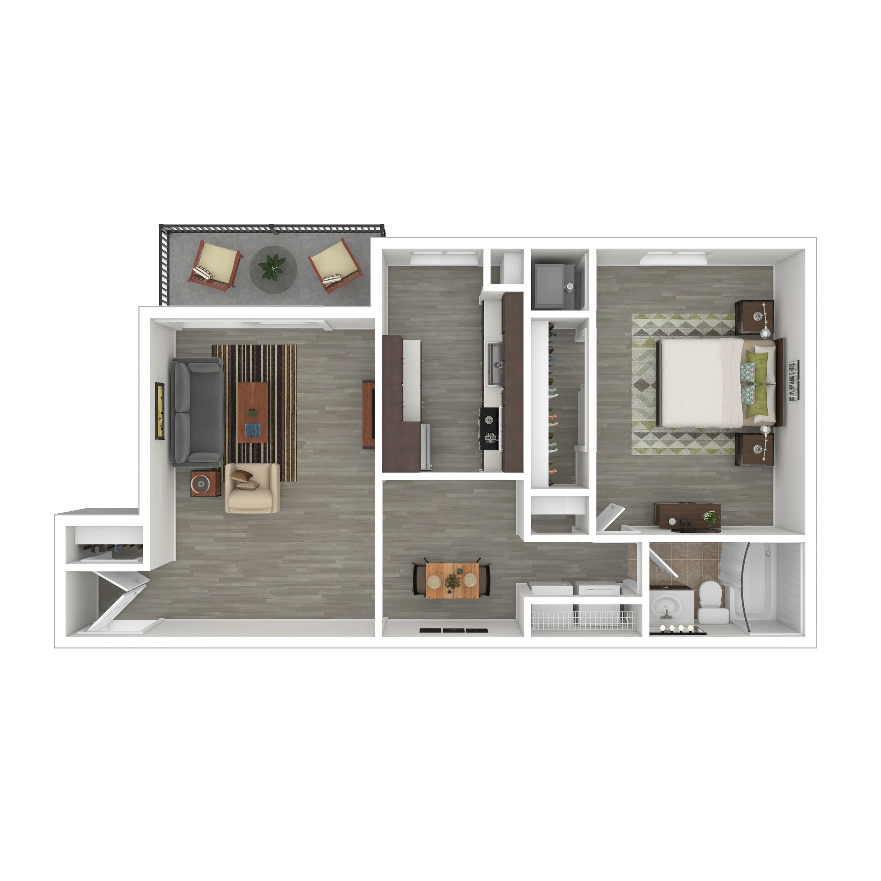 Terrace View 1x1 Apartment 3D