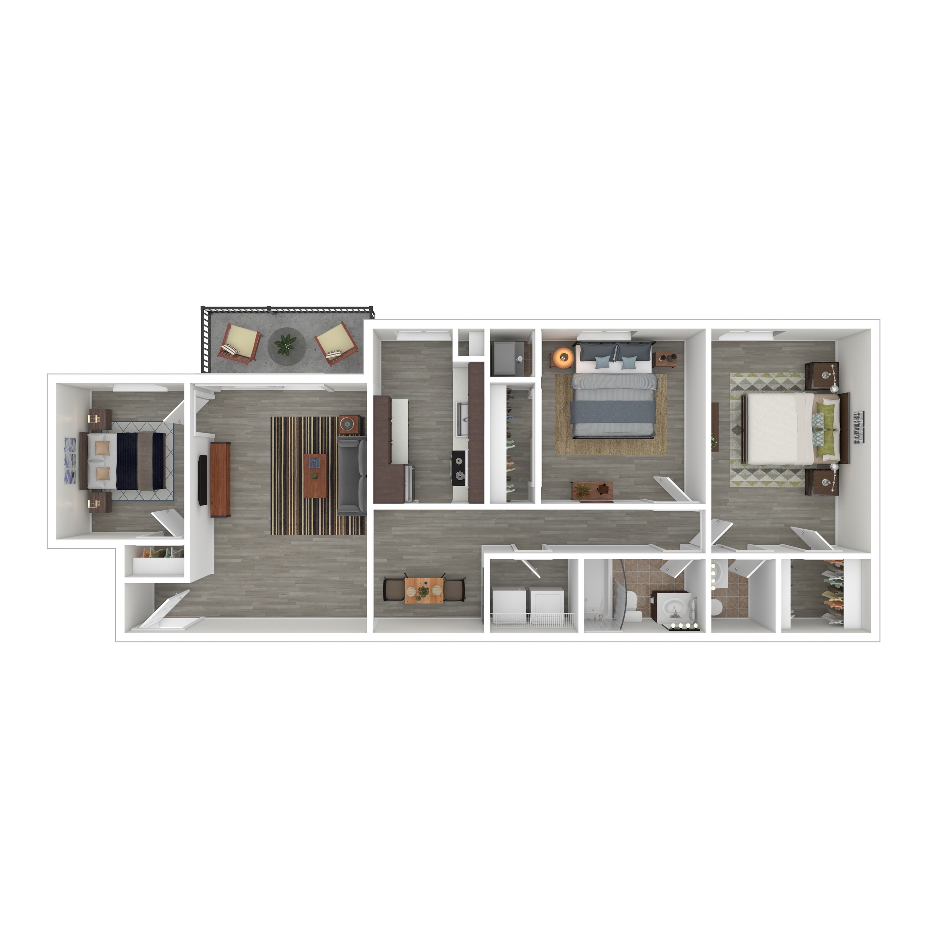 Terrace View 3x1.5 Apartment 3D