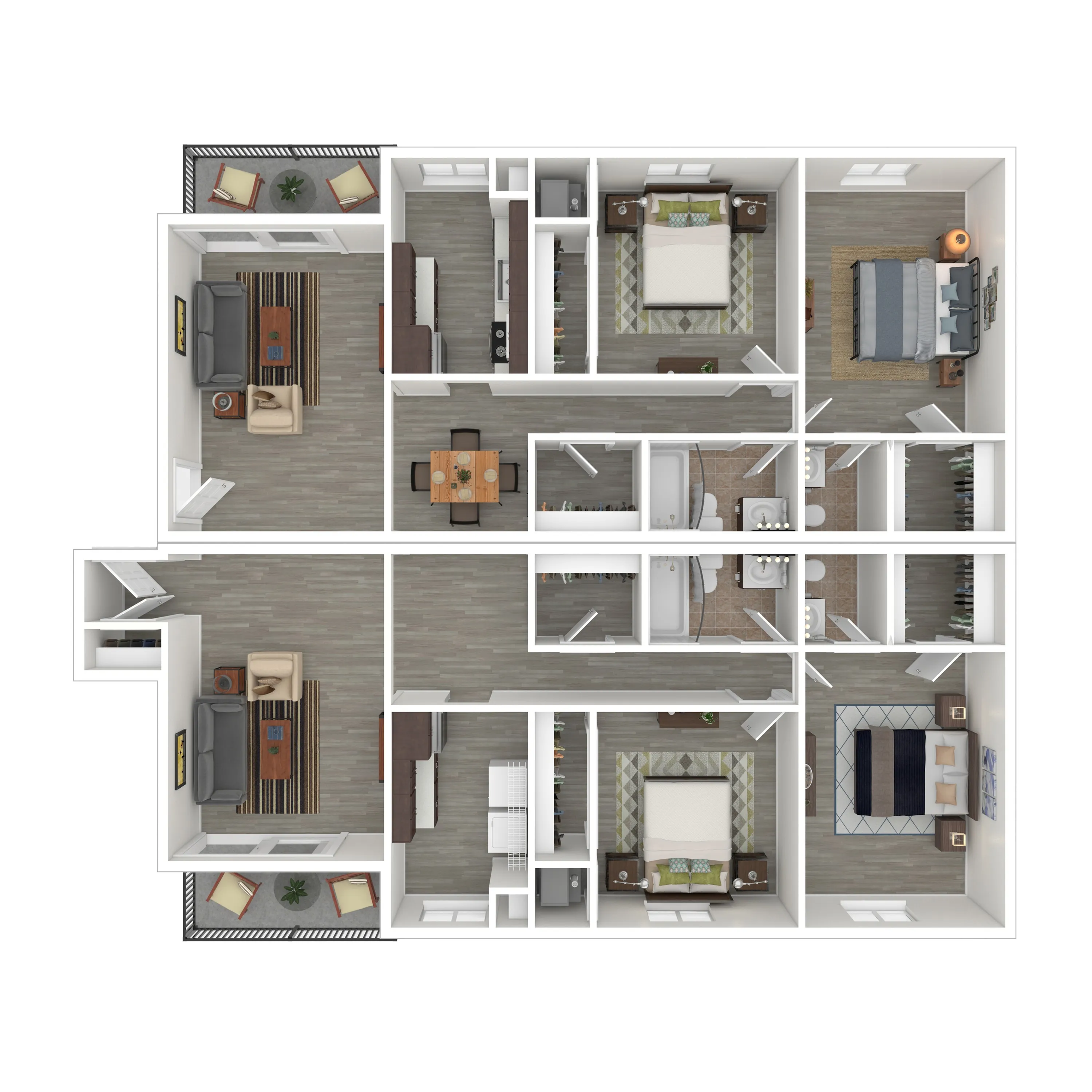 Terrace View 4x2.5 Apartment 3D