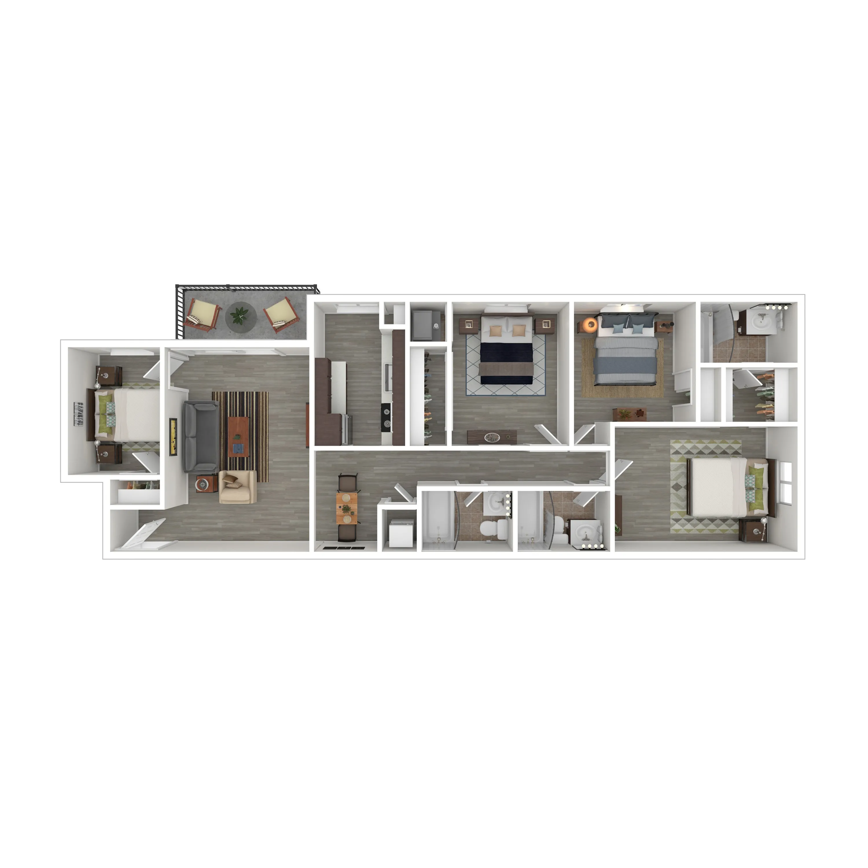 Terrace View 4x3 Apartment 3D