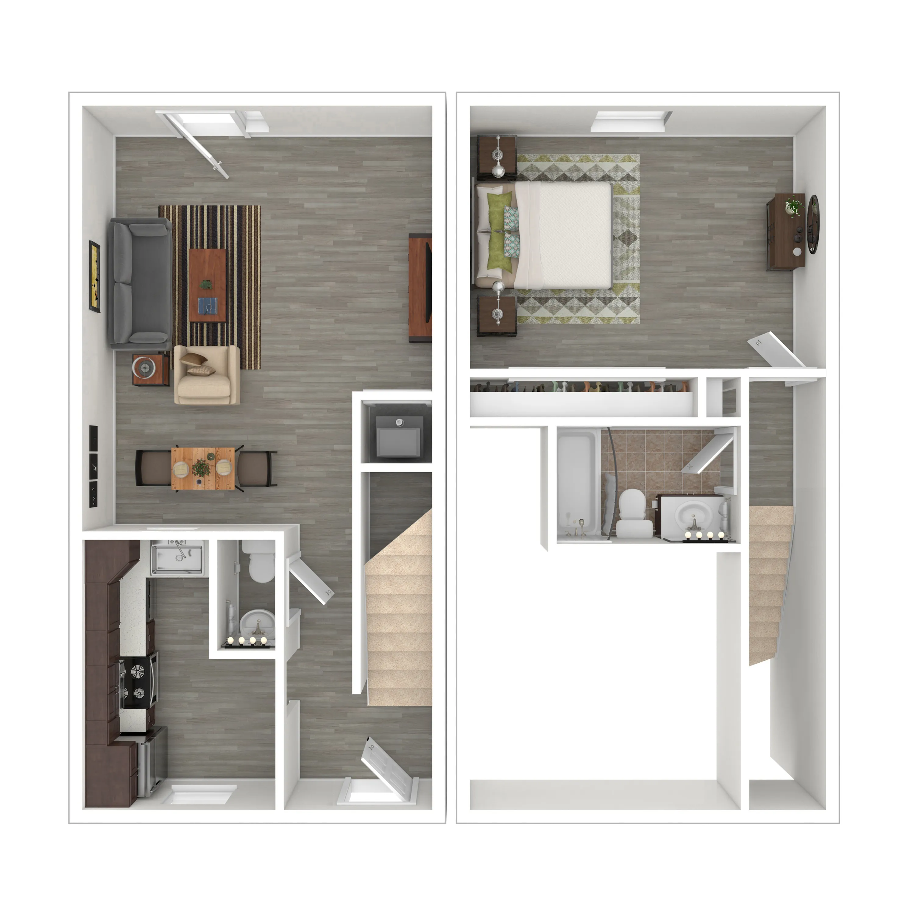 Terrace View 1x1.5 Townhome 3D