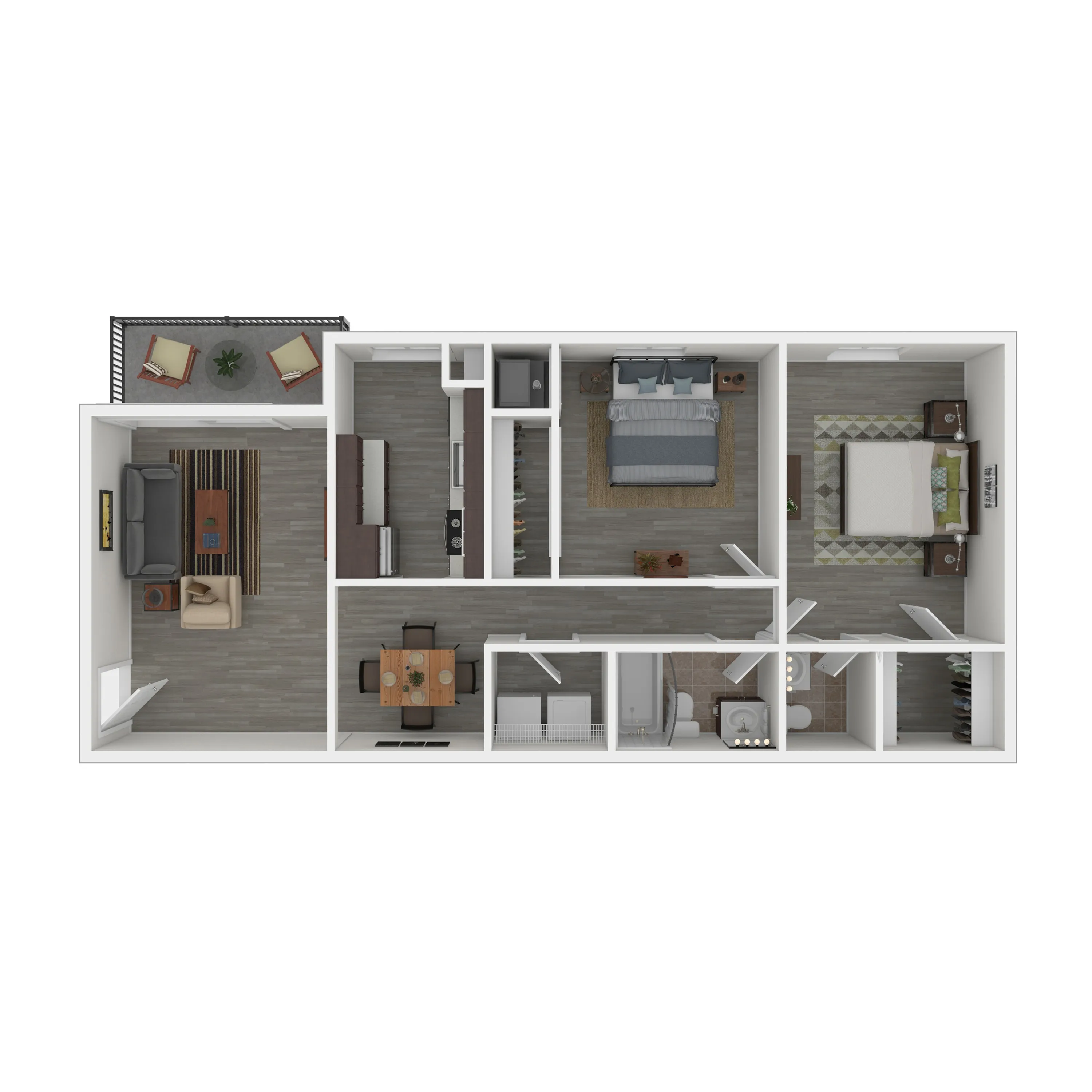 Terrace View 2x1.5 Apartment 3D