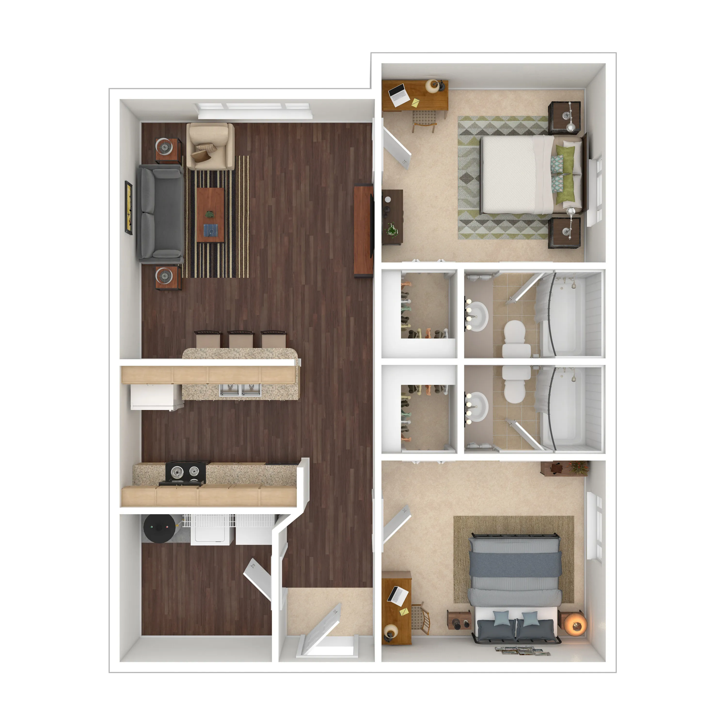 2x2 L 3D Floorplan