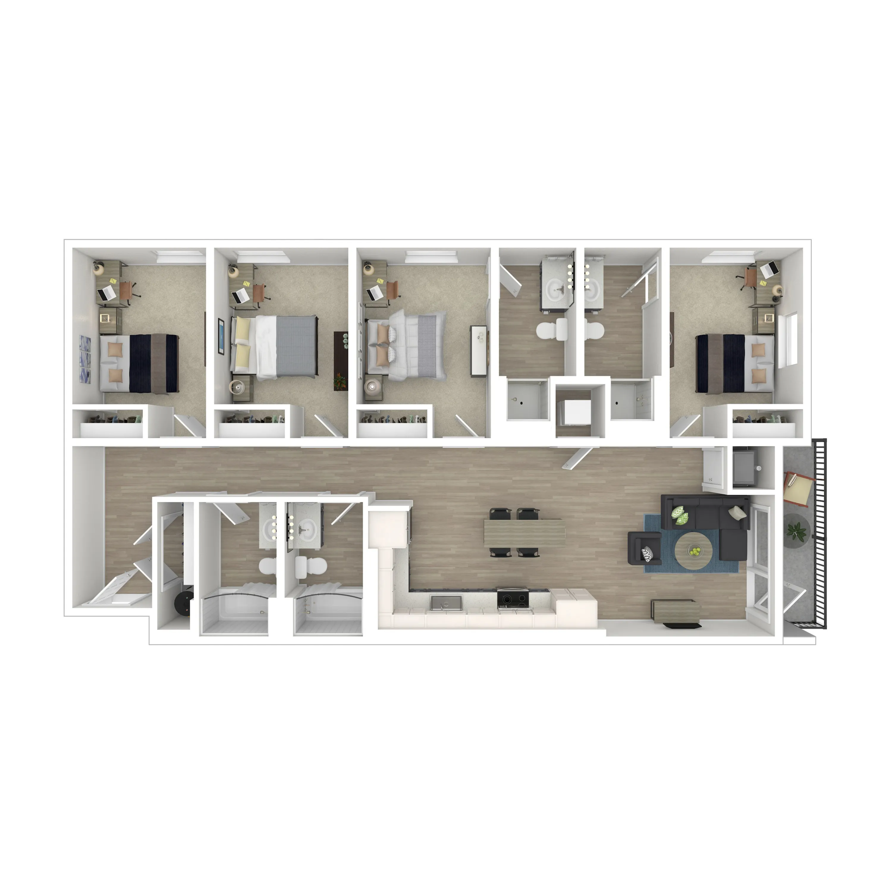 4x4 B 3D Floorplan
