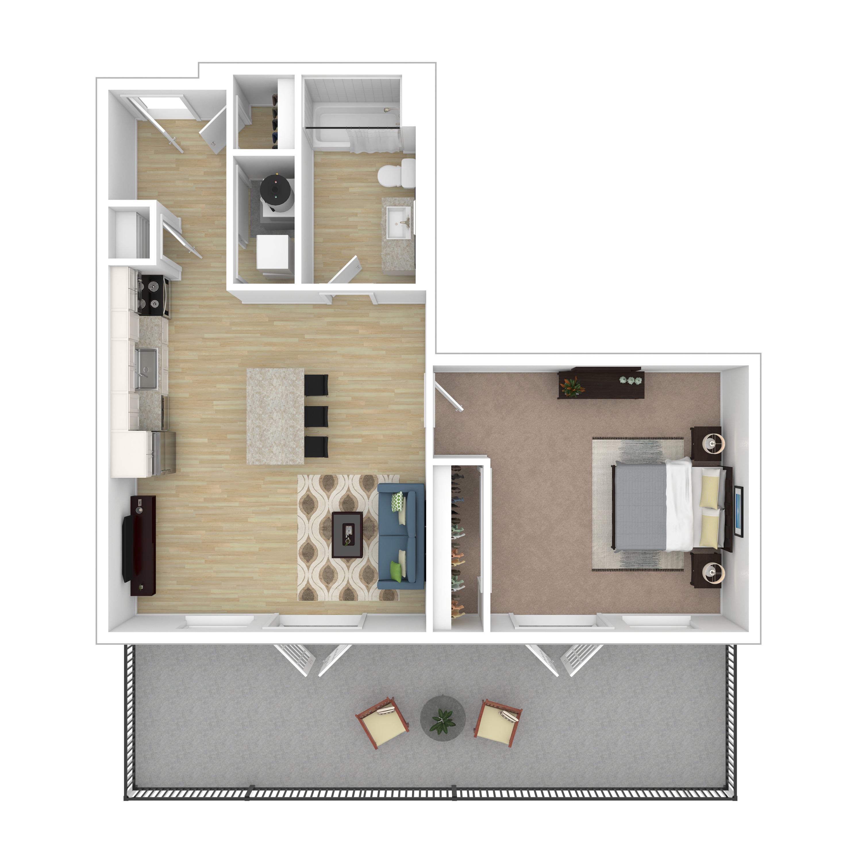 Frick - 1x1-1B.4 - 3D Floorplan