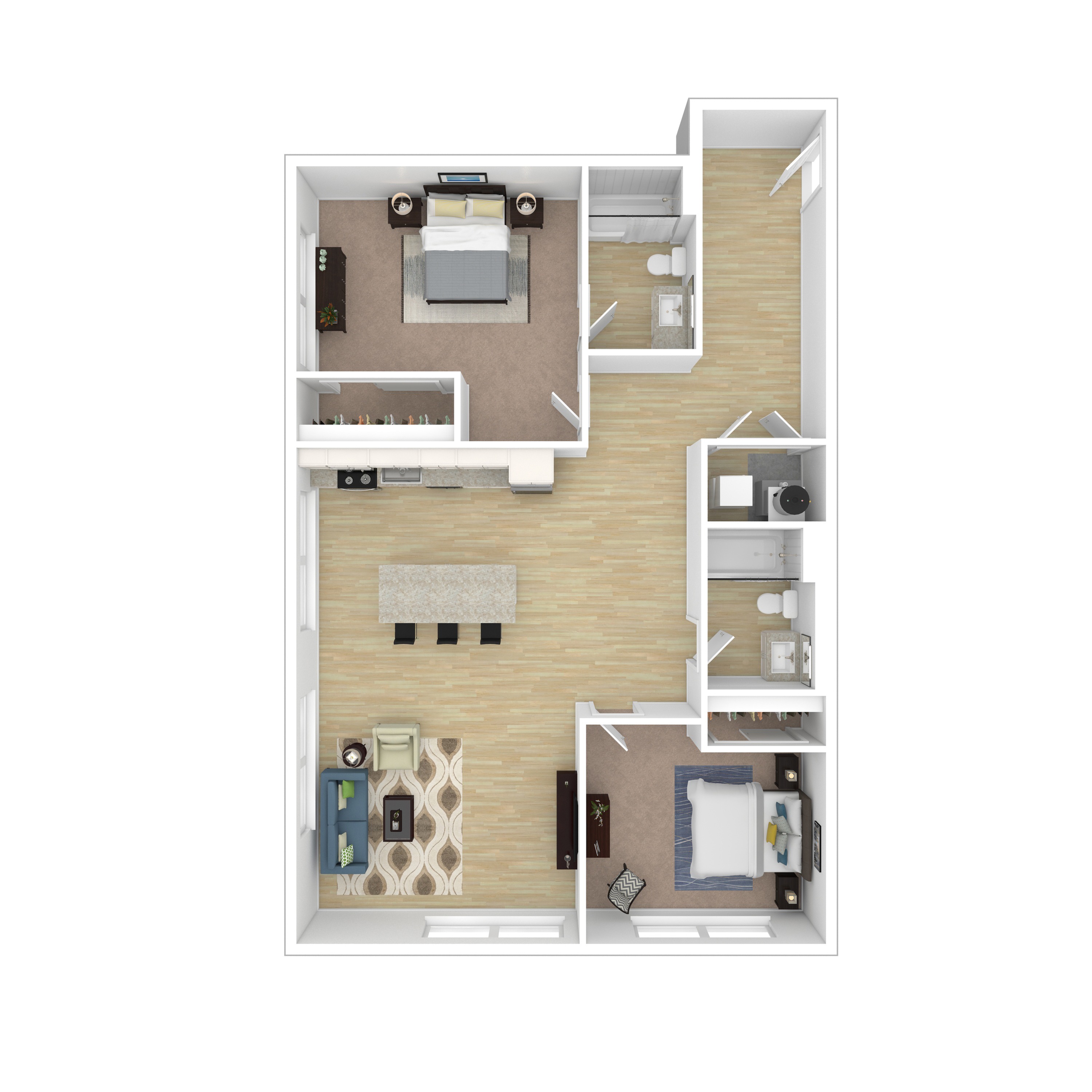 Homestead - 2x2-2B.1 - 3D Floorplan