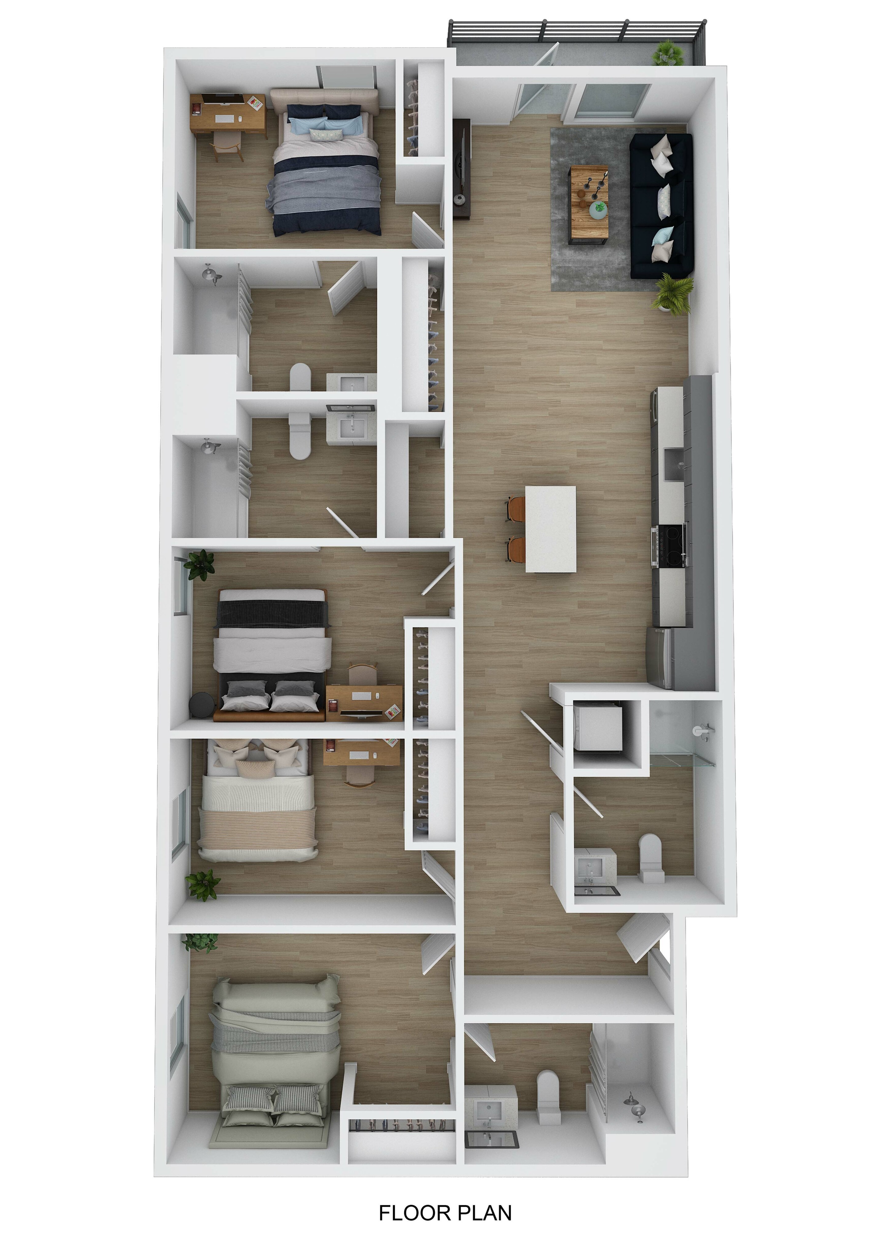 4 Bed 4 Bath B 3D