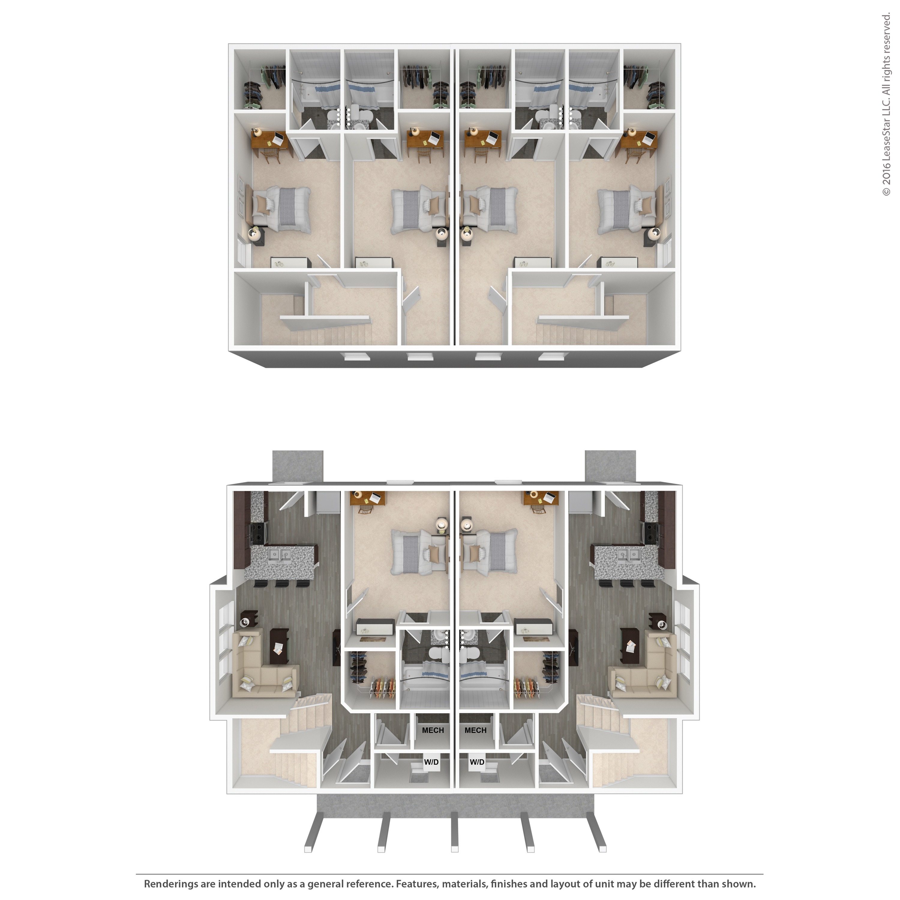 3 Bed Duplex 3D Floorplan