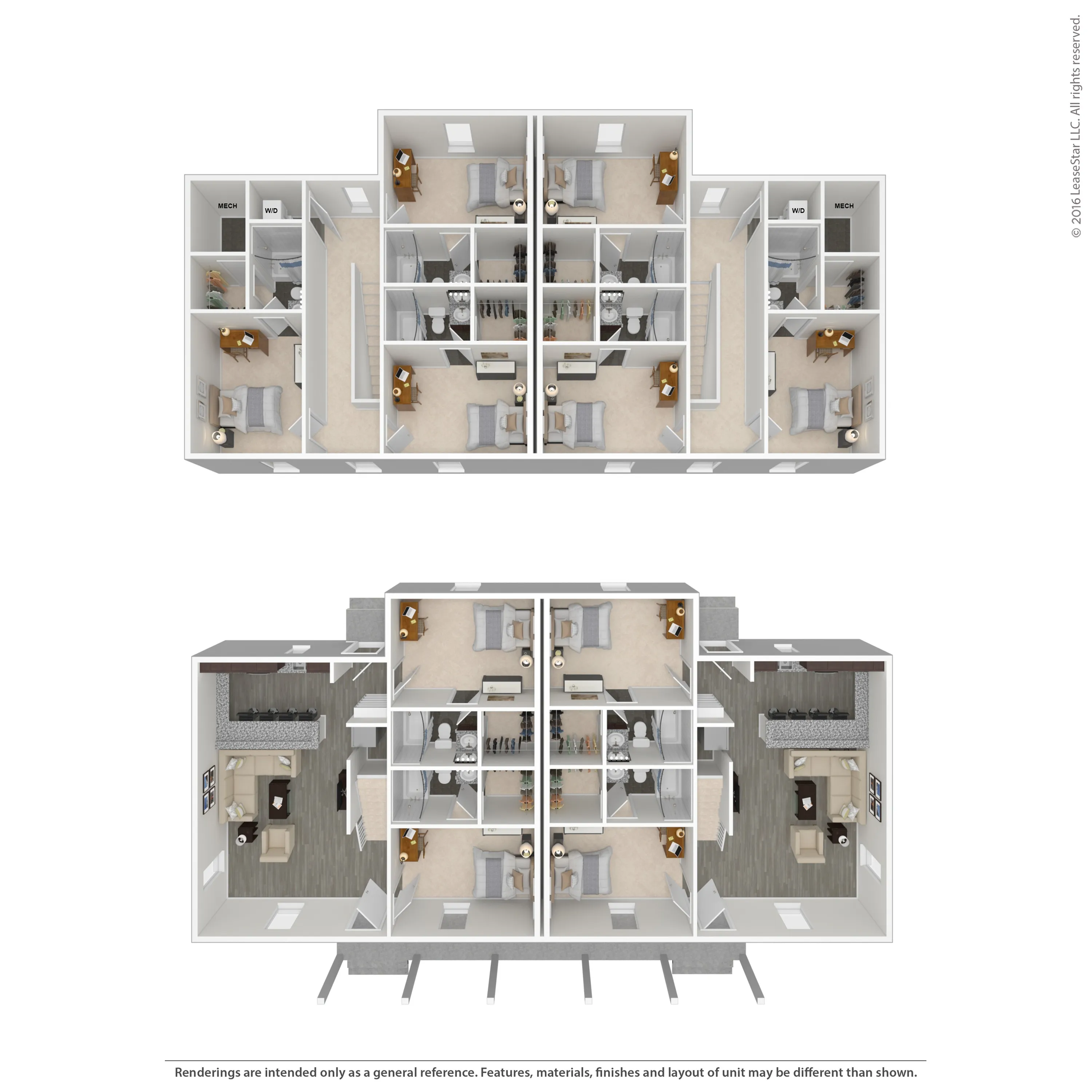 5 Bed Duplex 3D Floorplan