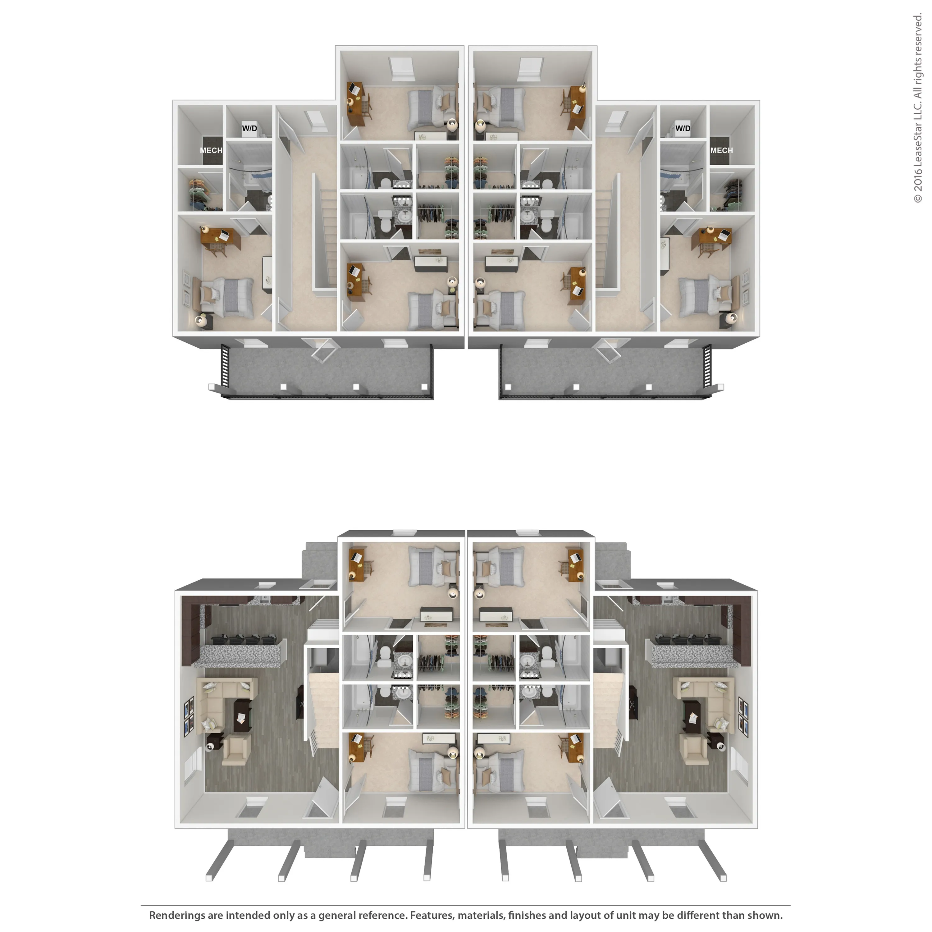 5 Bed Duplex Upper Deck 3D Floorplan