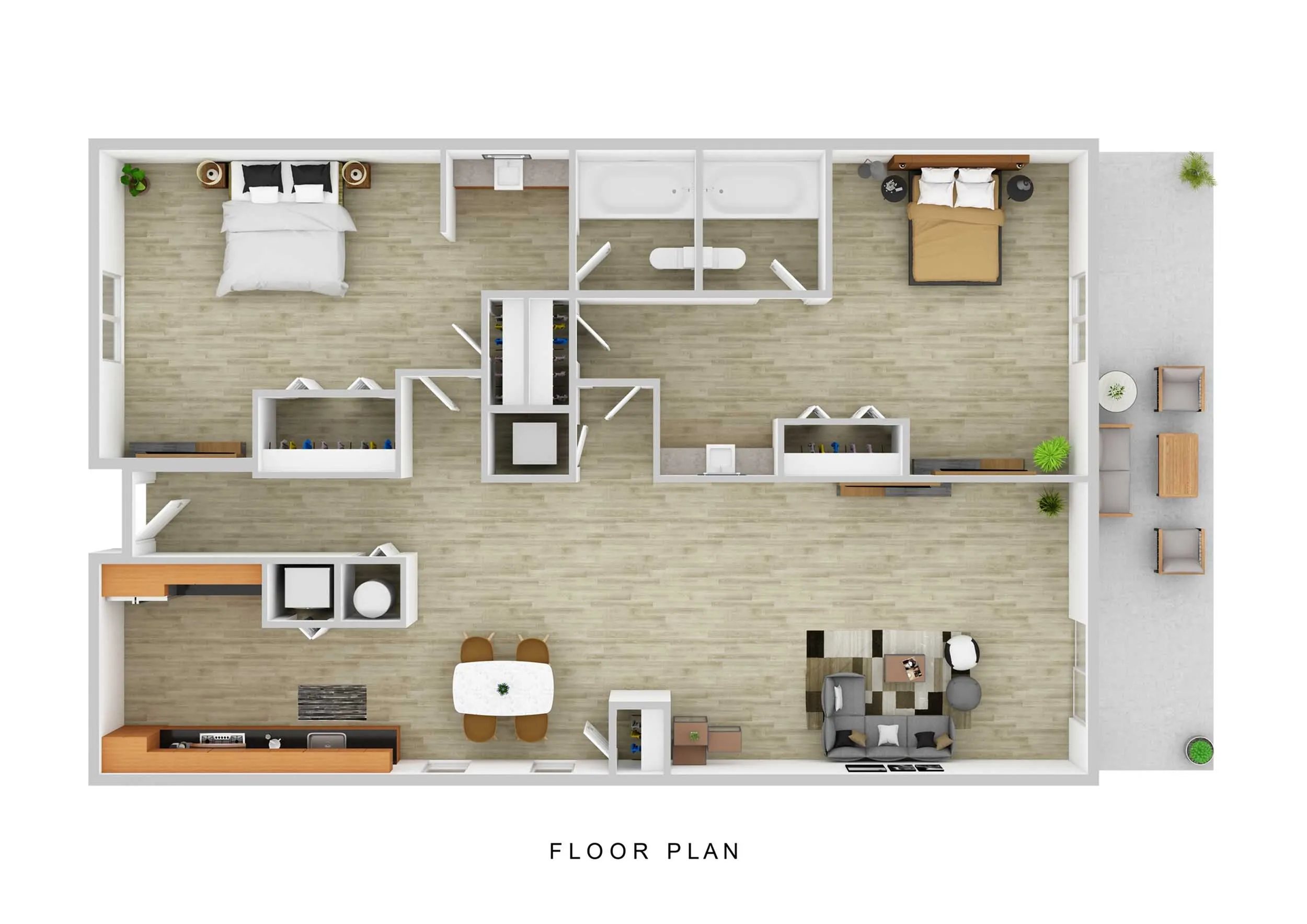 Campus Court Lexington Classic 2x2 floor plan, 1,200 square feet, two bed two bath in Lexington, KY