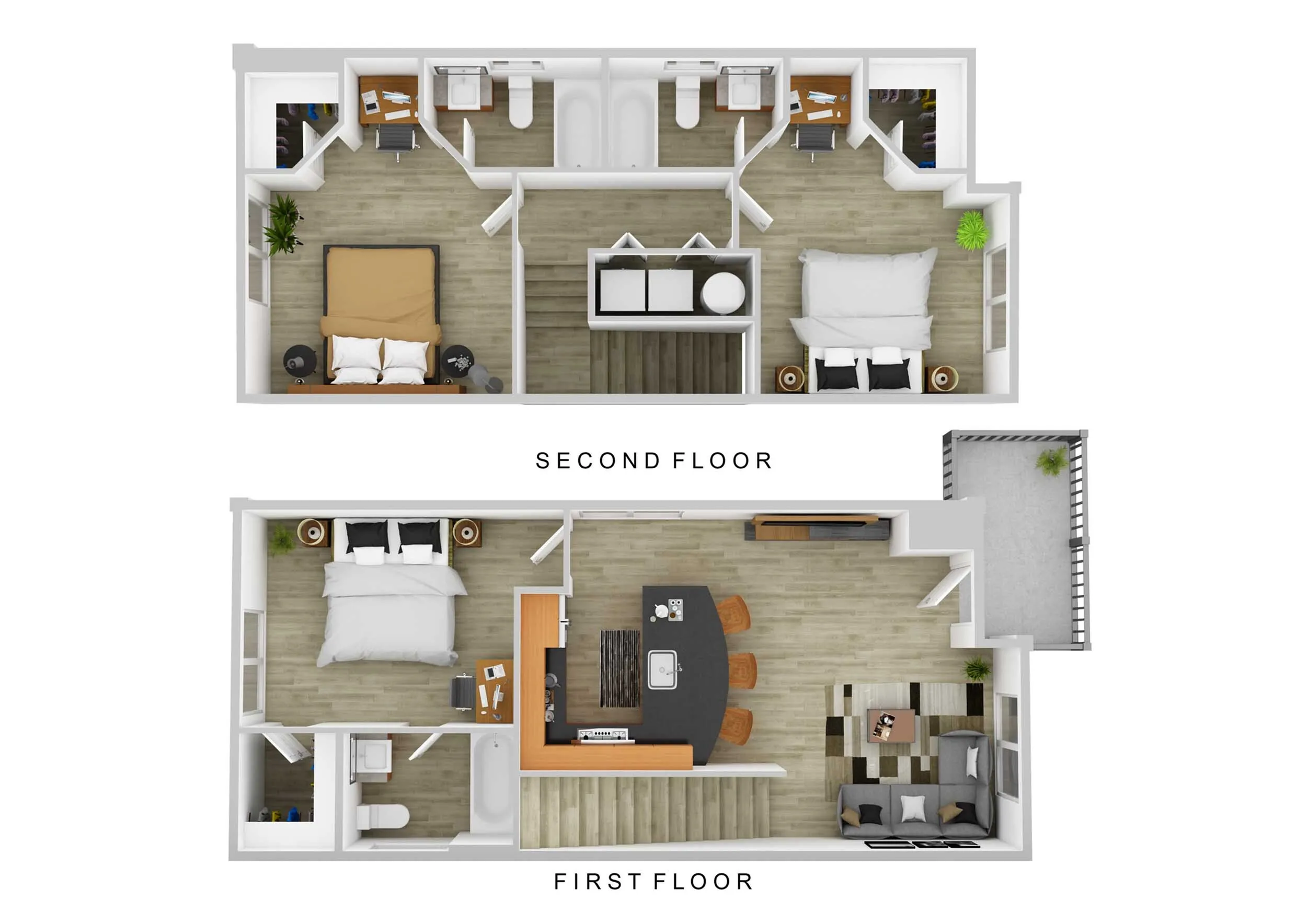 Campus Court Lexington Classic Townhome floor plan, 1,200 square feet, 3 bed 3 bath in Lexington, KY