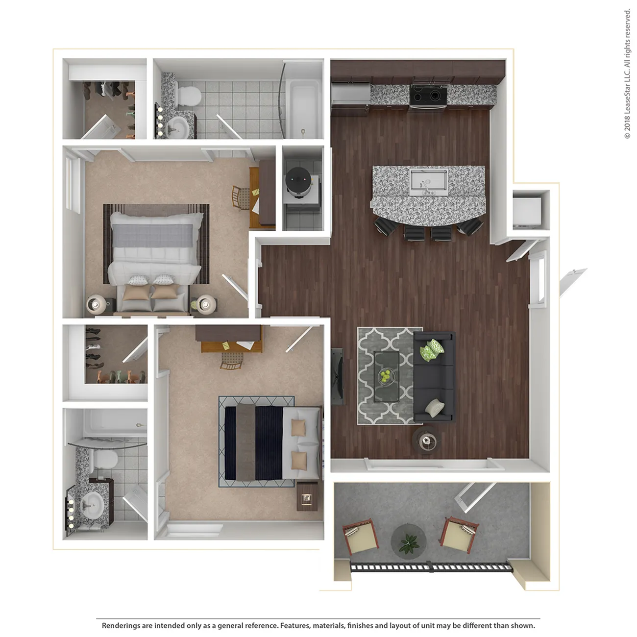 The Reef - Two-Bedroom Floorplan