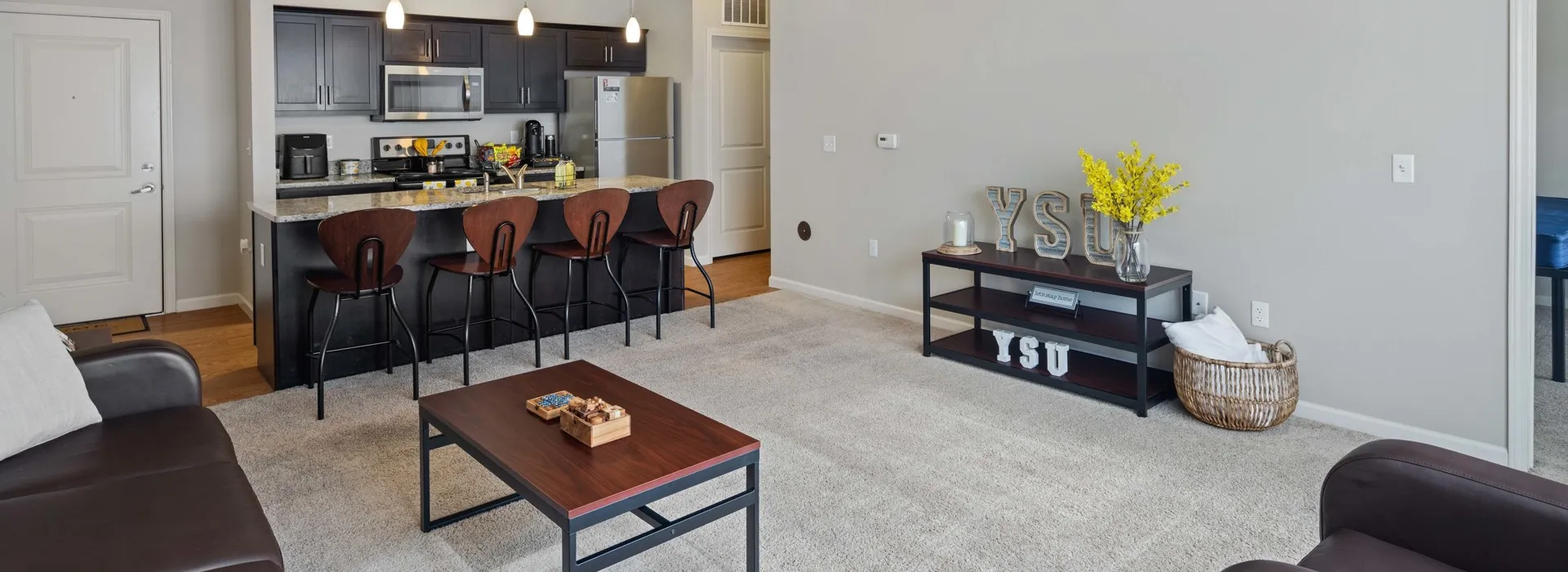 University Edge Youngstown - Living Room - Kitchen