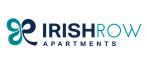 Elegant logo of Irish Row Apartments featuring a modern design with blue and teal accents.