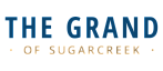 Elegant logo for The Grand of Sugarcreek featuring bold blue and brown lettering.