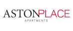 Elegant Aston Place Apartments branding with bold and modern typography in black and red.
