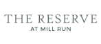 Elegant logo for The Reserve at Mill Run, conveying sophistication and exclusivity.