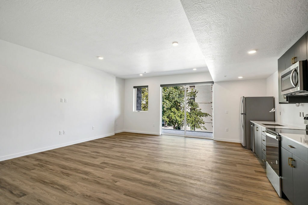 343 apartments slc A4 Living Room, Partial Kitchen and Balcony