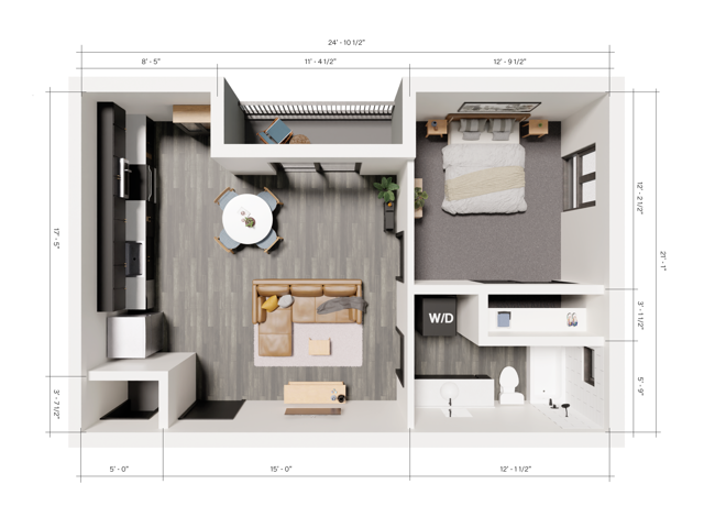 343 Apartments Salt Lake City 1 Bedroom Unit A2