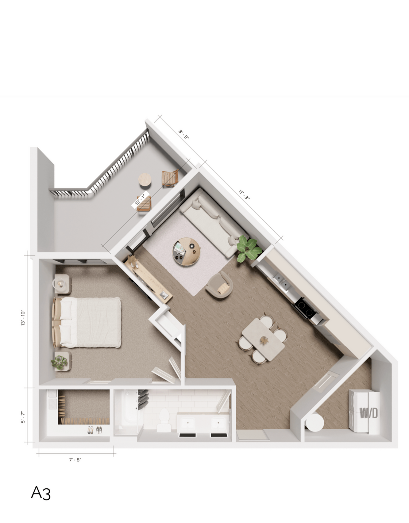The Grandeur | A3 Cottonwood (1 Bedroom 1 Bath)