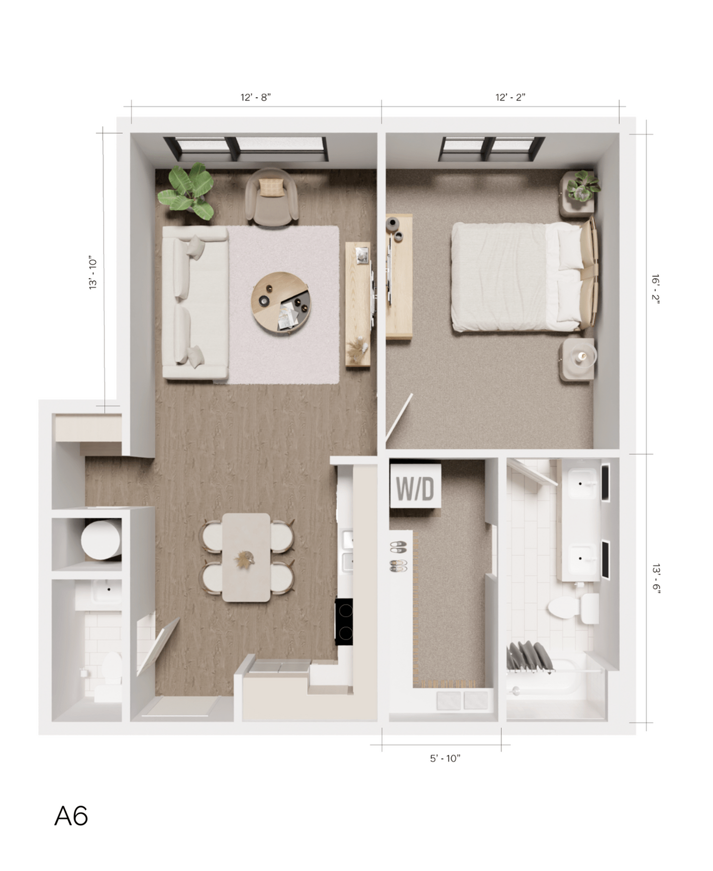 The Grandeur | A6 - Cedar (1 Bedroom 1.5 Bath)