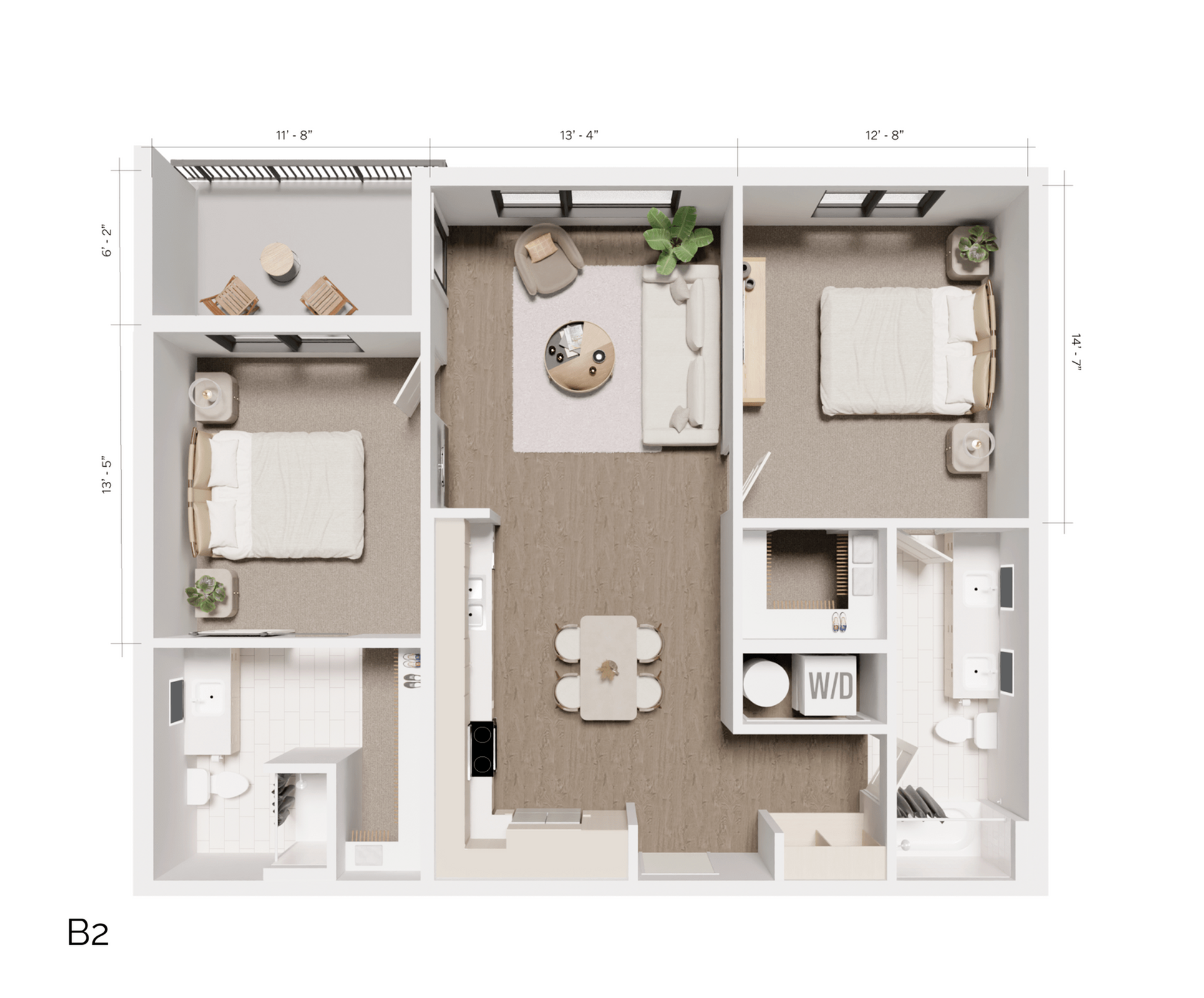 The Grandeur | B2 - White Pine ( 2 Bedroom 2 Bath)