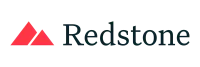 Redstone logo featuring a bold red geometric mountain design next to stylish black typography.