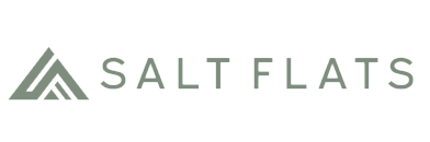 Modern Salt Flats logo featuring a sleek, abstract mountain design.