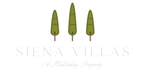 Elegant Siena Villas logo featuring three stylized green trees, representing a prestigious property.
