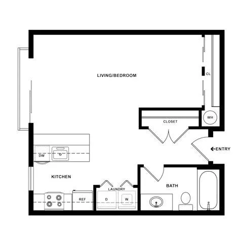 Studio Floor Plan | Dupont Wa Apartments | Trax at DuPont Station