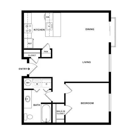 1 Bedroom Floor Plan | Dupont Washington Apartments | Trax at DuPont Station