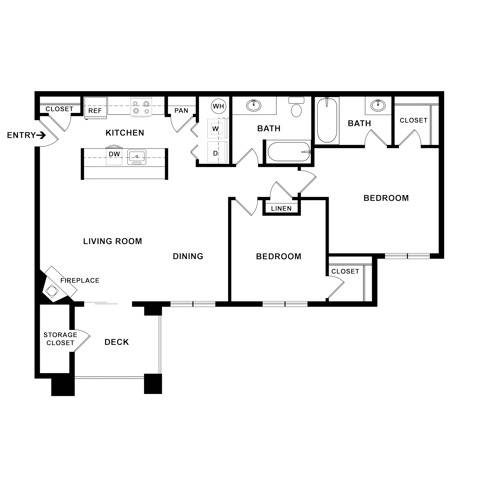 2 Bdrm Floor Plan | Apartments For Rent In Dupont Washington | Trax at DuPont Station