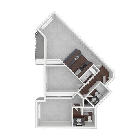 2 Bedroom Floor Plan | Dupont Wa Apartments | Trax at DuPont Station