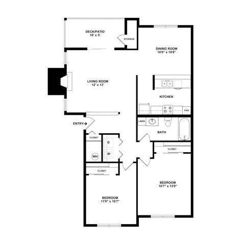 Two Bedroom One Bath | Apartments in Everett WA | Charter Club