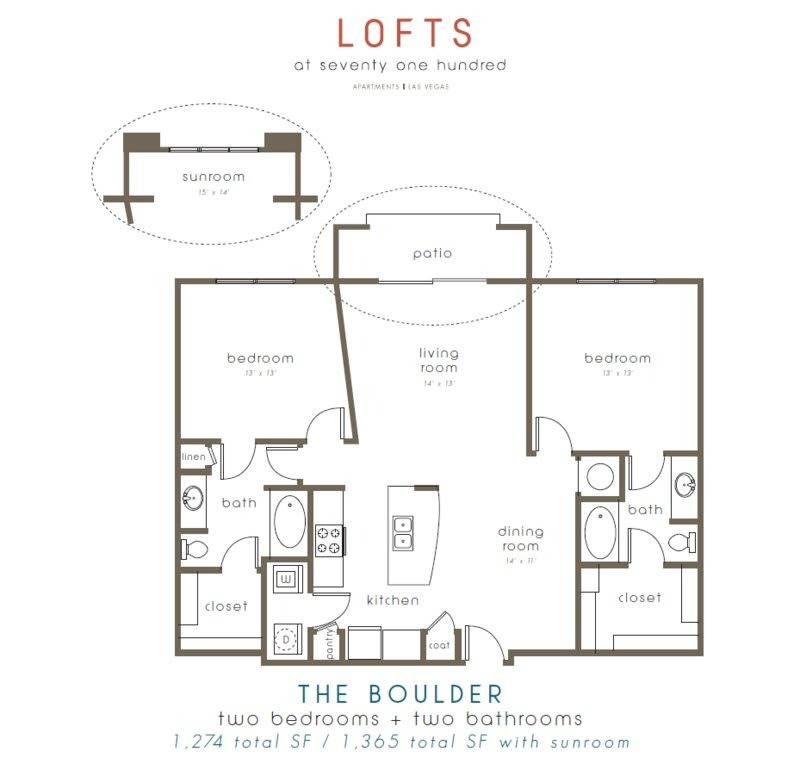 The Boulder | Two Bedroom | The Lofts at 7100