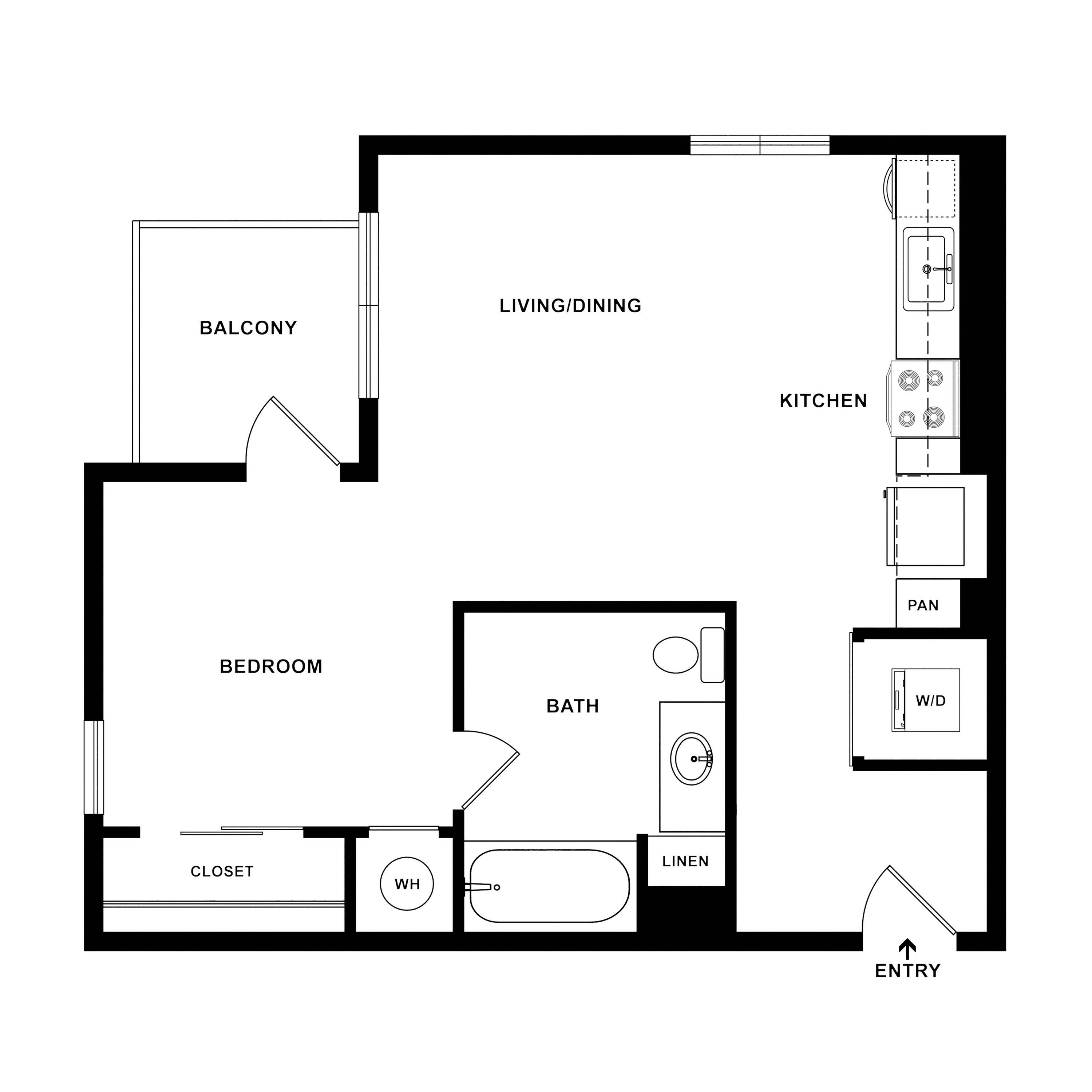 Studio Floor Plan | Apartments For Rent Lacey WA | Martingale