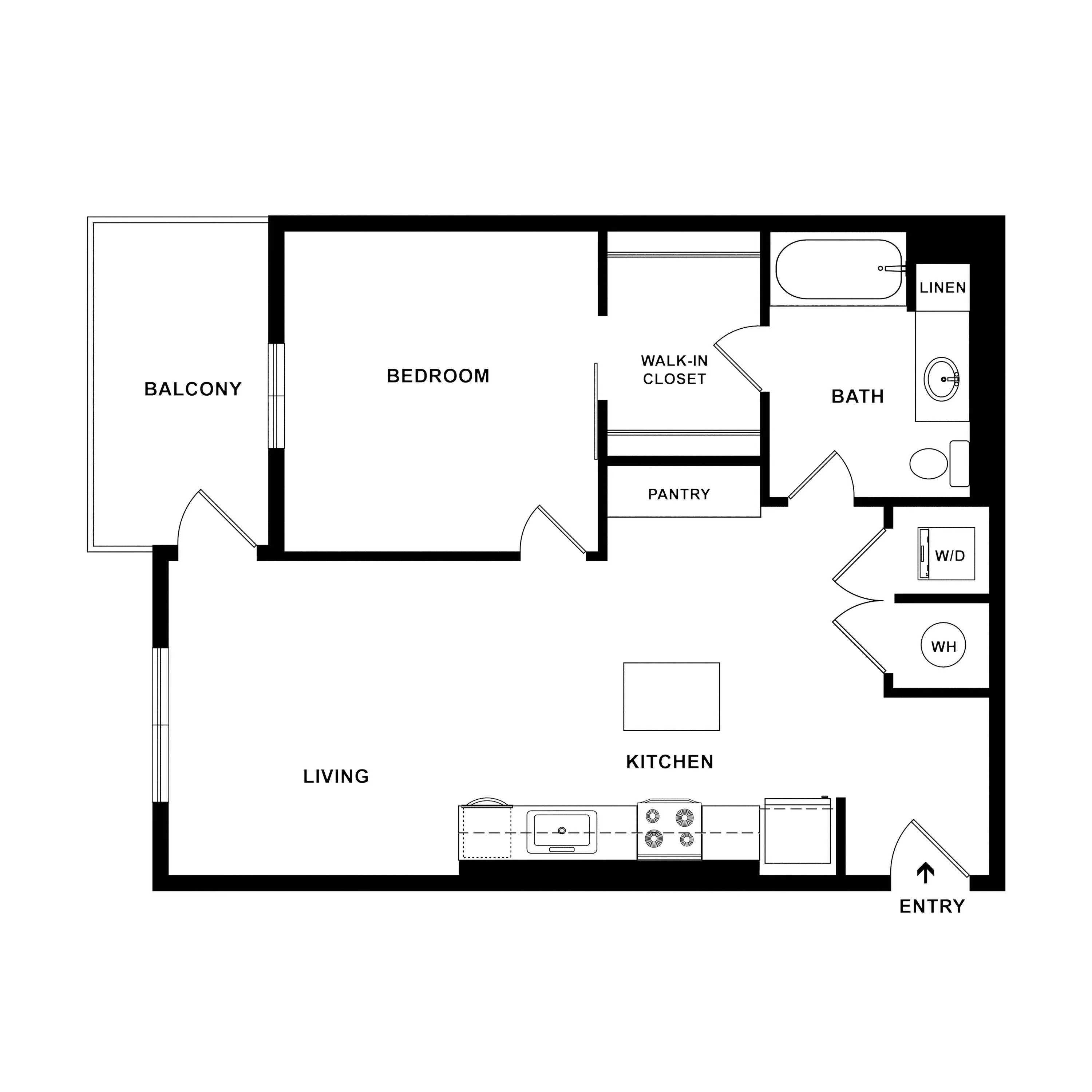 1 Bedroom Floor Plan | Apartments For Rent In Lacey WA | Martingale