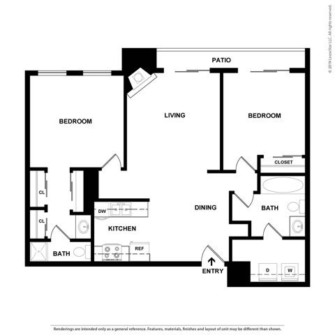 2 Bedroom Floor Plan | Apartments In Aurora Colorado | The Grove at City Center