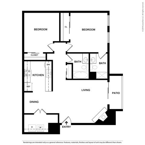 2 Bdrm Floor Plan | Pet Friendly Apartments Aurora Co | The Grove at City Center
