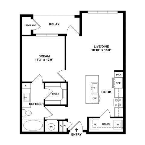 One Bedroom One Bath | Austin Texas Apartments | Brightleaf at Lakeline Apartments