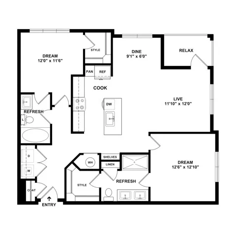 Two Bedroom Two Bath | Austin TX Apartments | Brightleaf at Lakeline