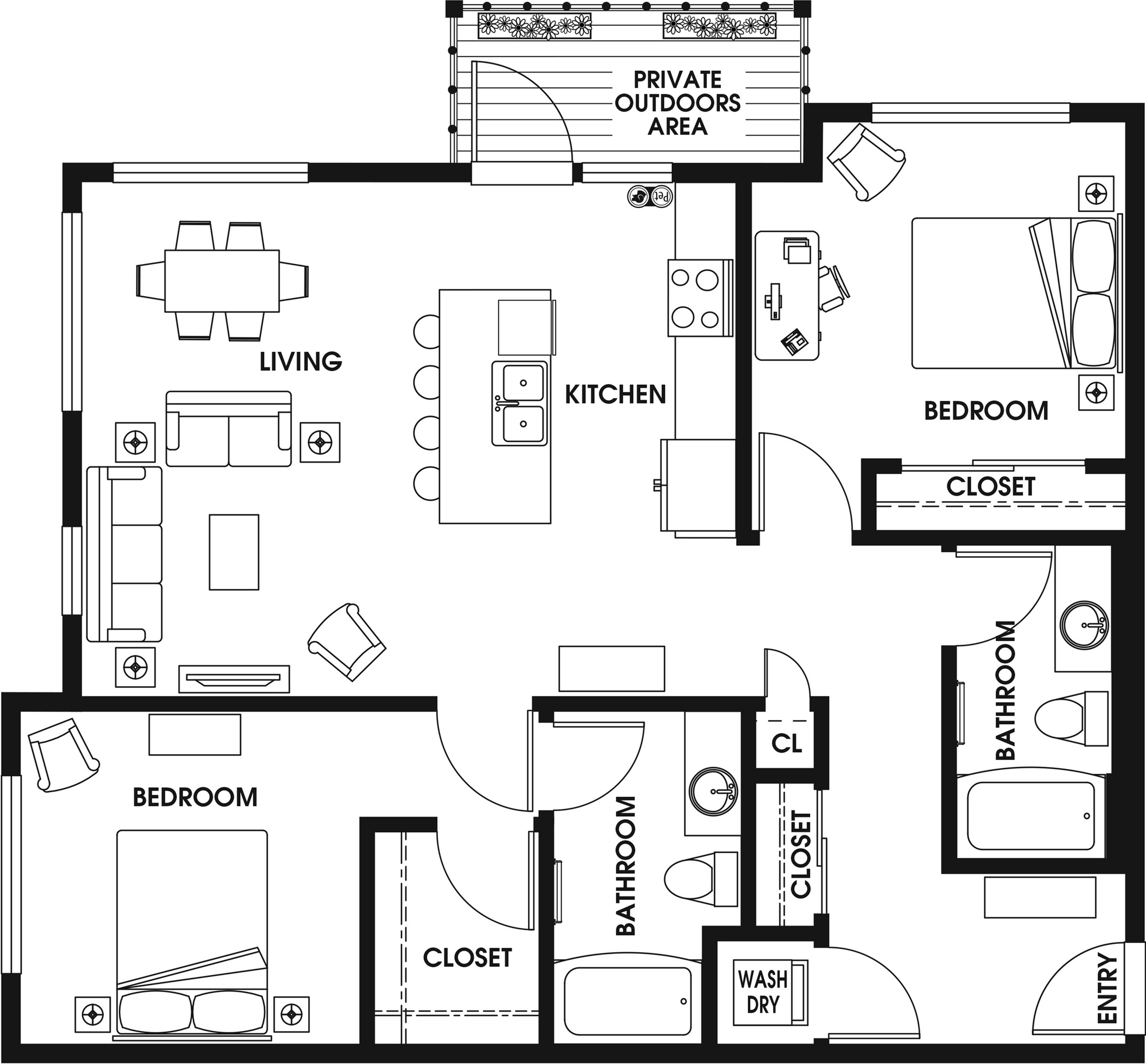 2 Bed 2 Bath A