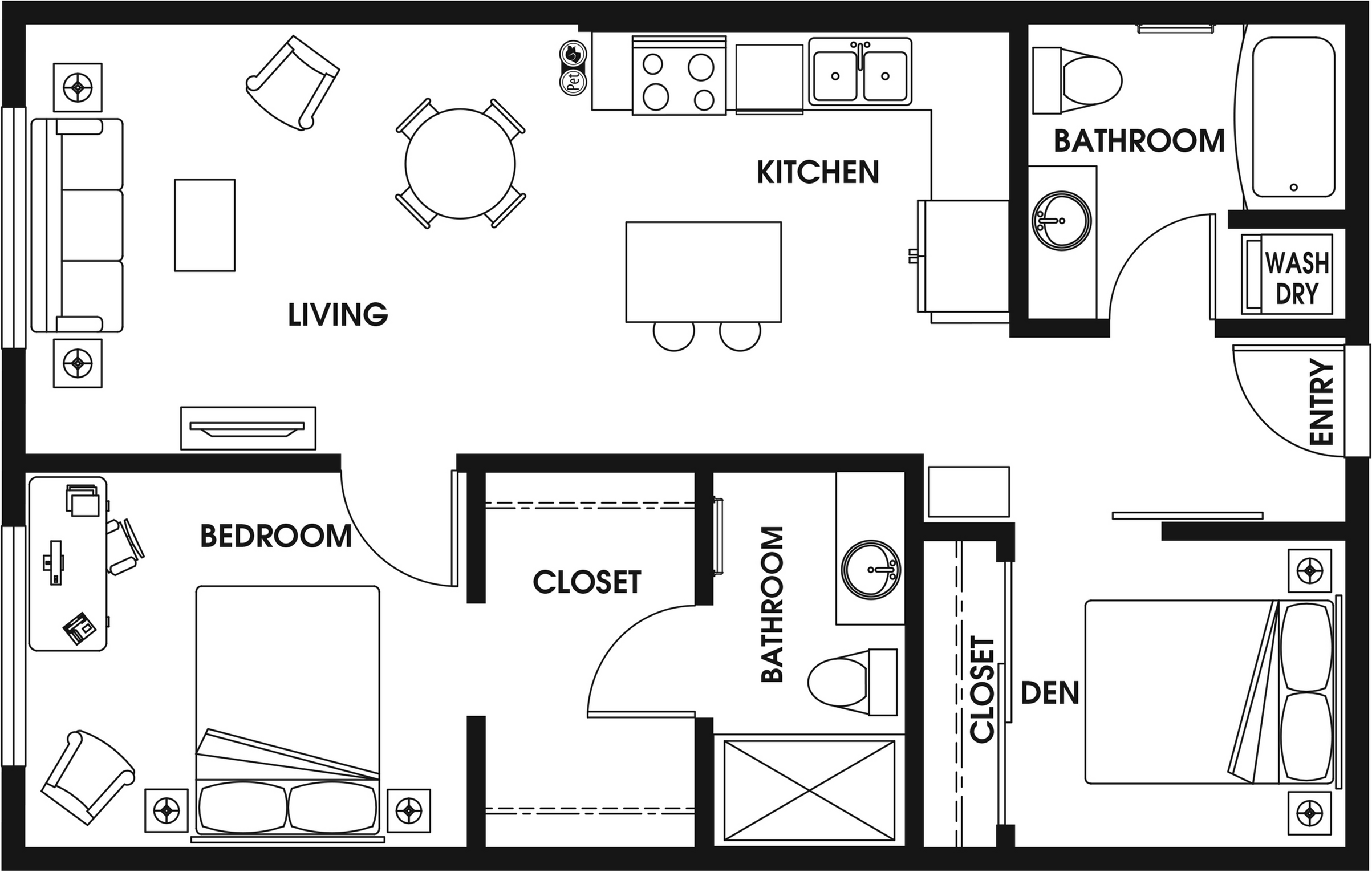 1 Bed 1 Bath + Den A