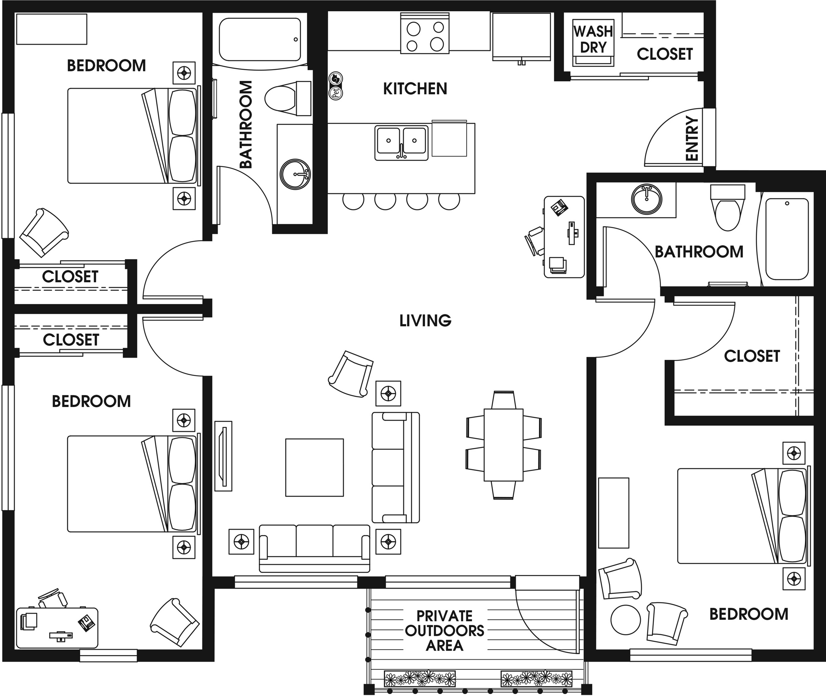 3 Bed 2 Bath