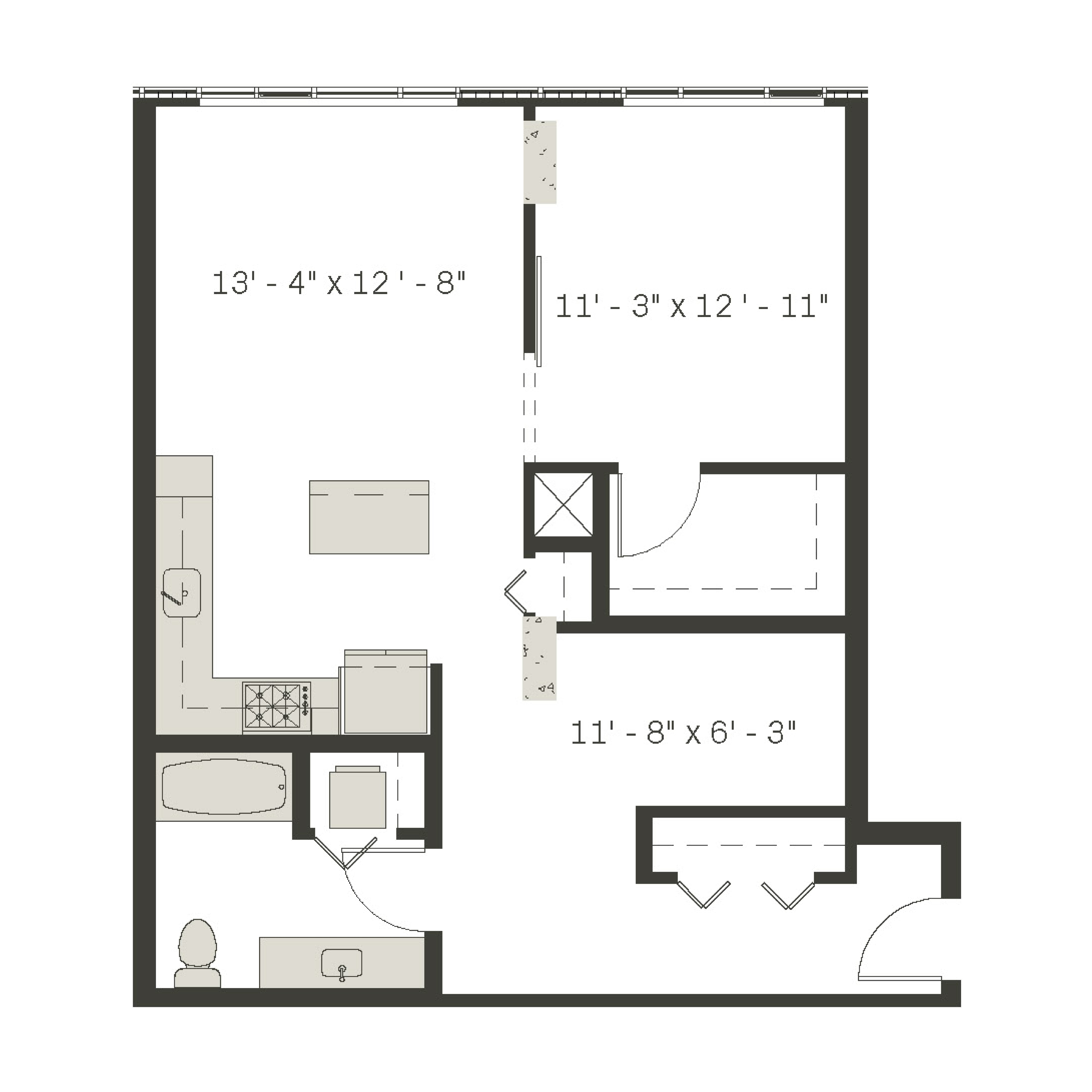 Penthouse 1 Bed / 1 Bath + Den