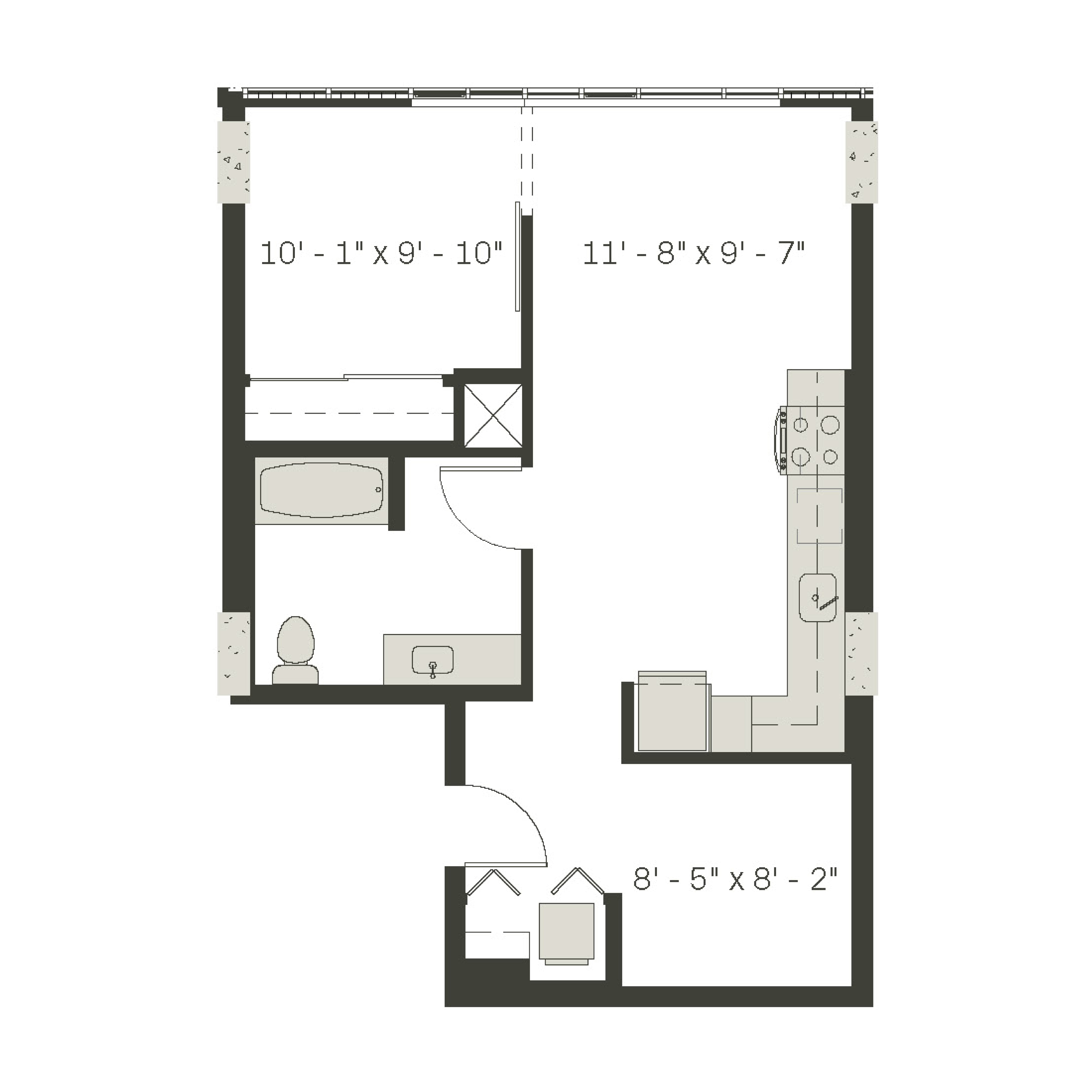 1 Bed / 1 Bath + Den