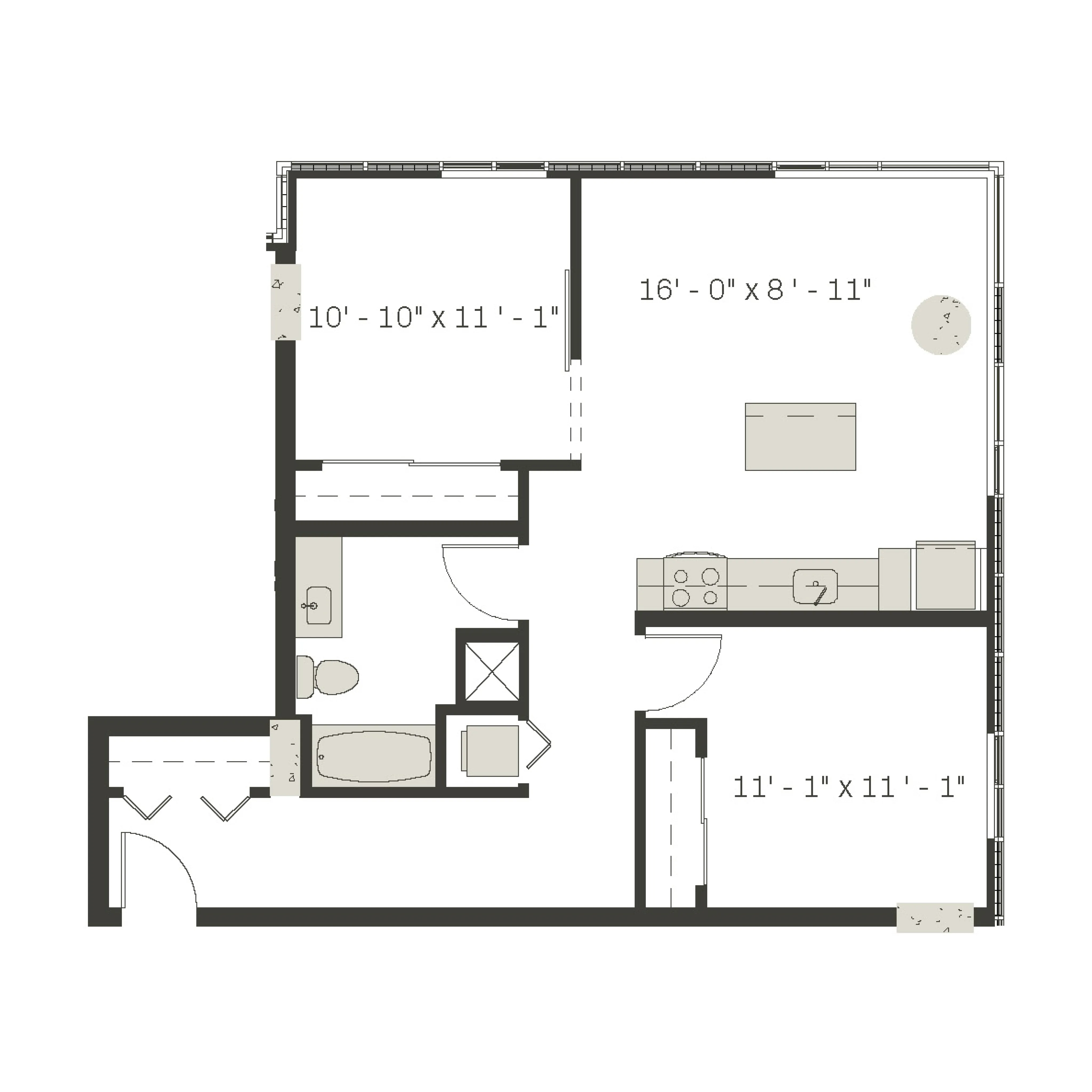 2 Bed / 1 Bath